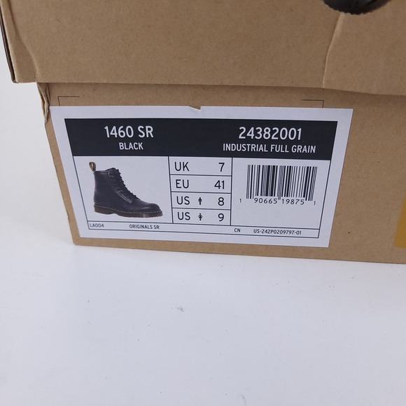 Dr. Martens Work Boots Mens 8 Womens 9 Black  1460 SR Slip Resistant Leather NIB main image 4